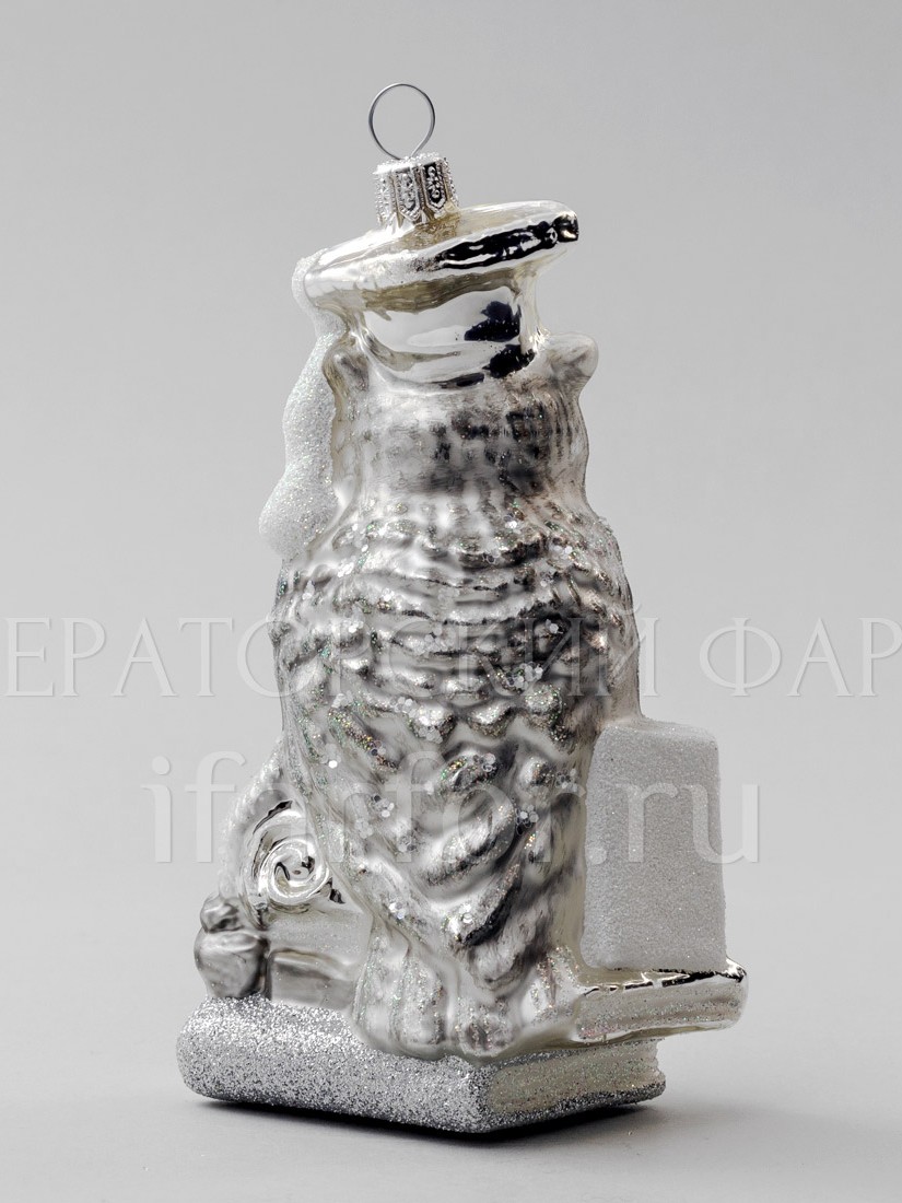 Елочная игрушка «Сова» Стекло. 140 мм.