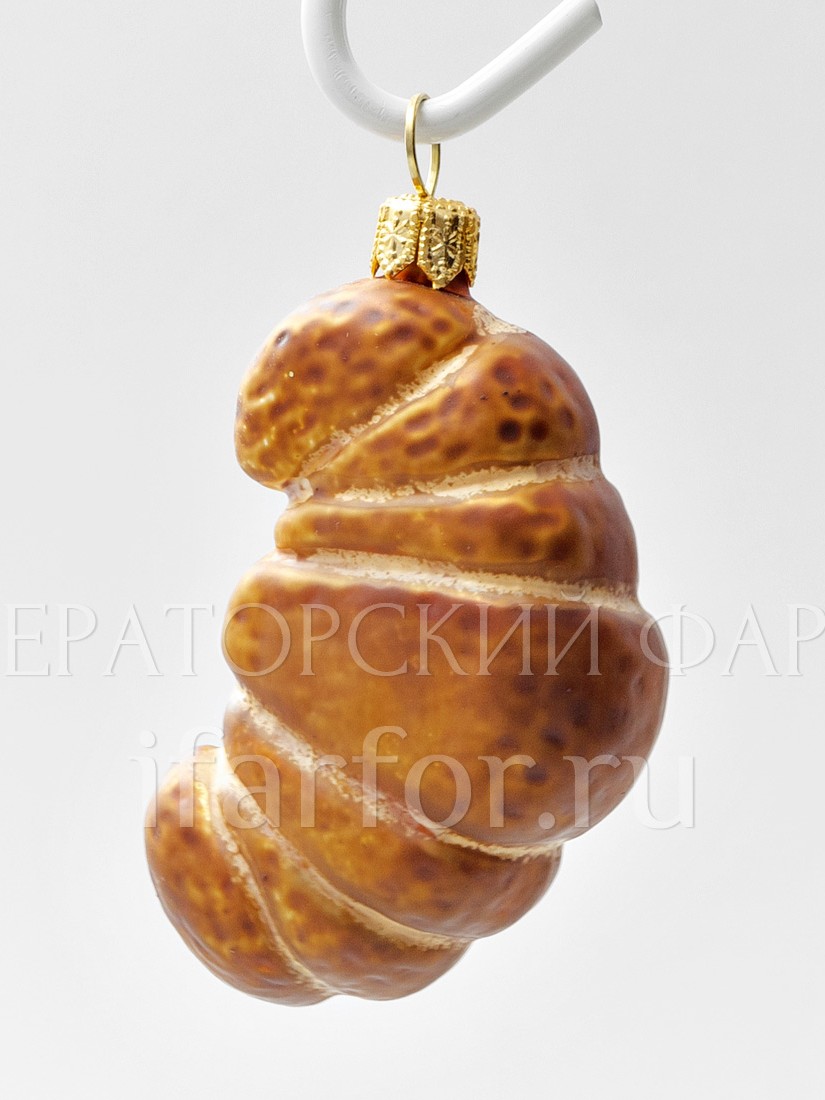 Елочная игрушка «Круассан» Стекло. 85 мм.