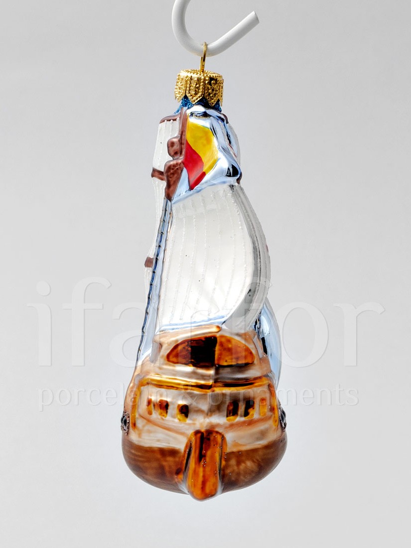 Елочная игрушка «Корабль крестоносцев» Стекло. 111 x 113 мм.