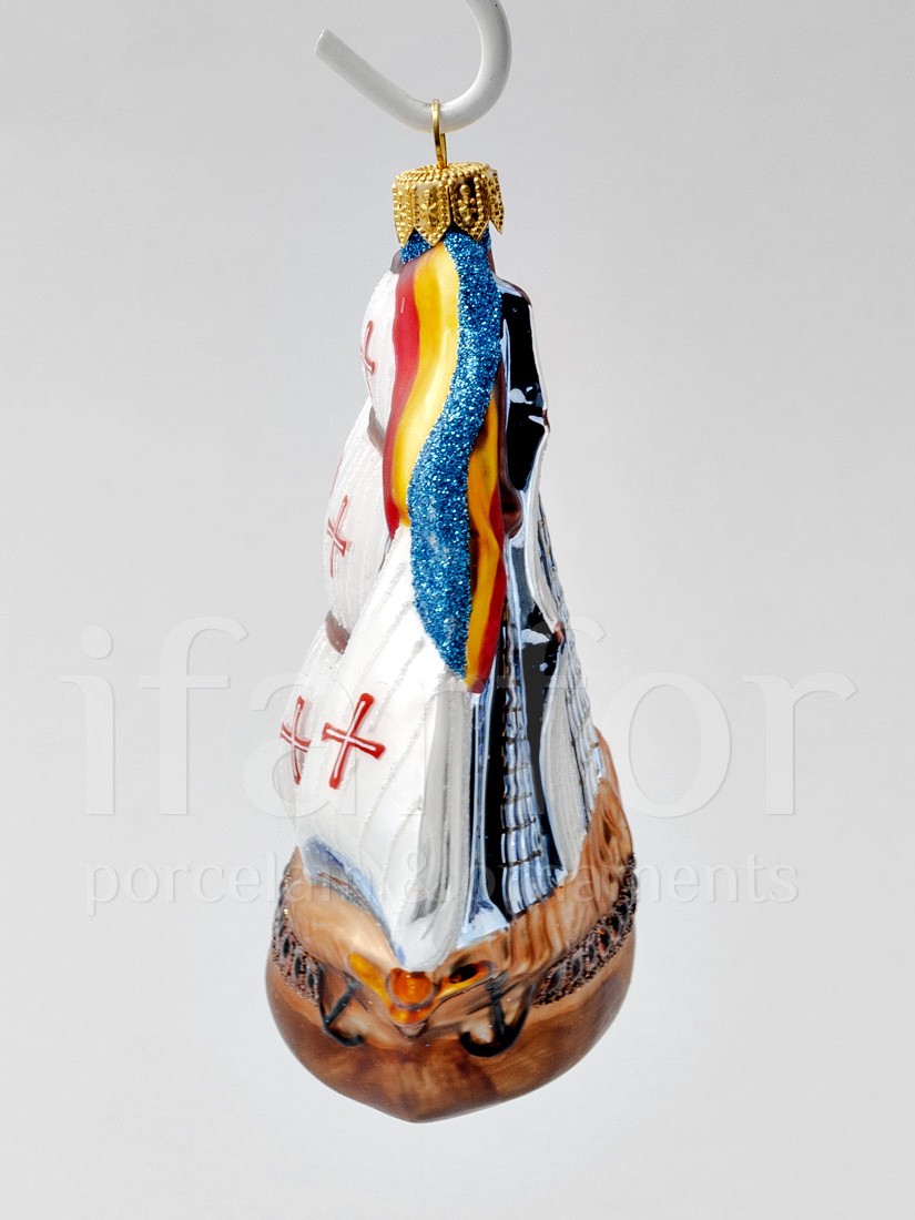 Елочная игрушка «Корабль крестоносцев» Стекло. 111 x 113 мм.