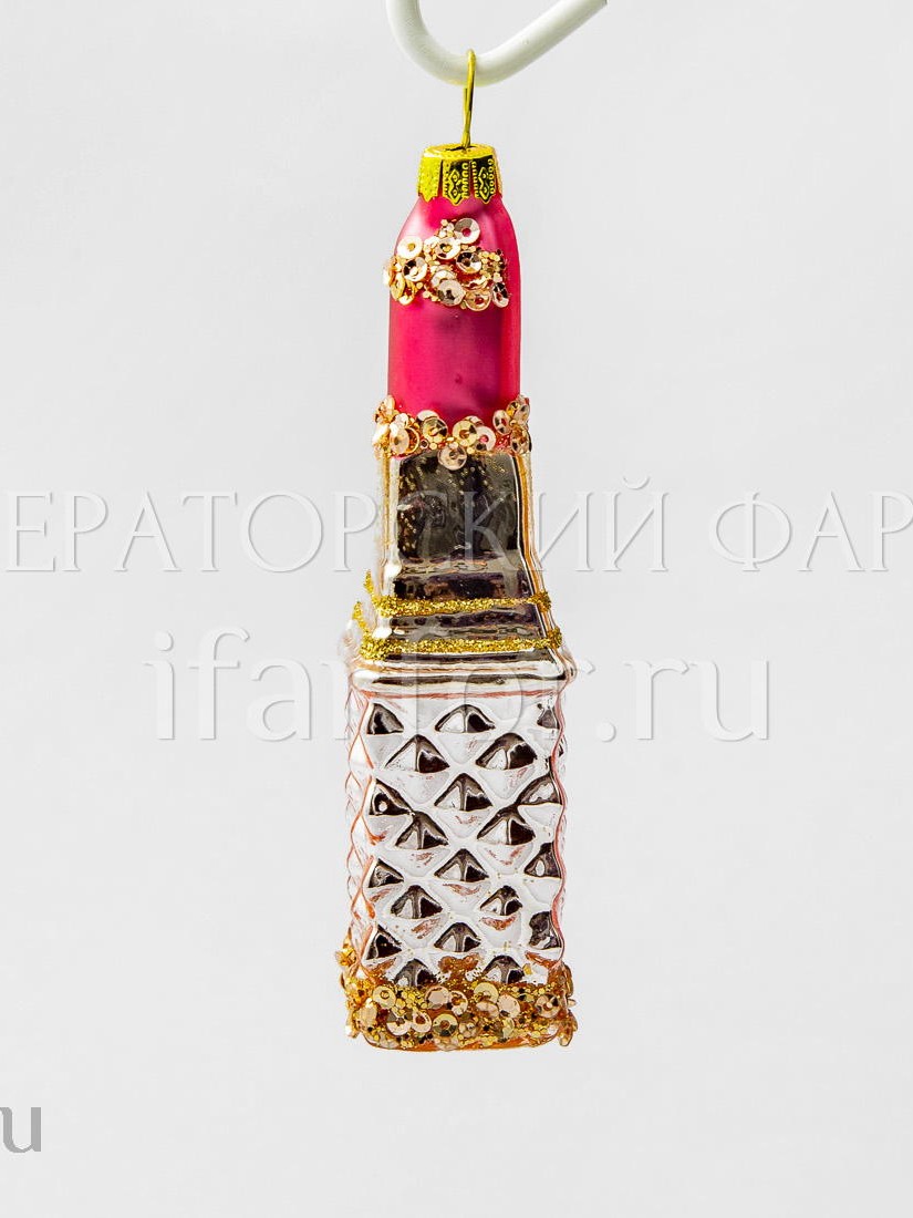 Елочная игрушка «Губная помада» Форма: Губная помада. Стекло. 25 x 115 мм.