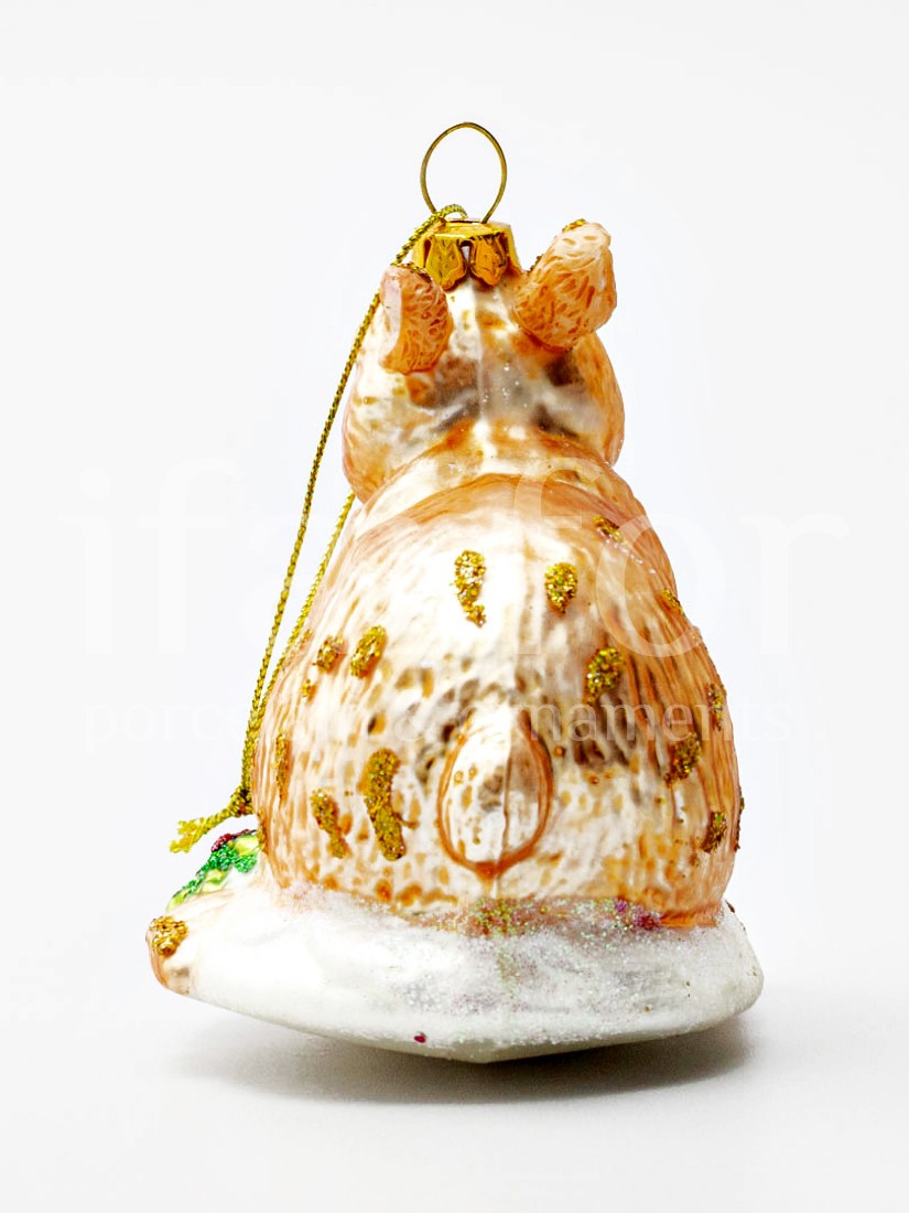 Елочная игрушка «Крольчиха с крольчонком» Стекло, смола. 95 x 100 мм.