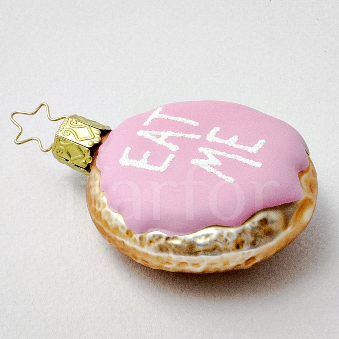 Елочная игрушка «Алиса в стране чудес. Печенье EAT ME» Стекло. 71 мм.