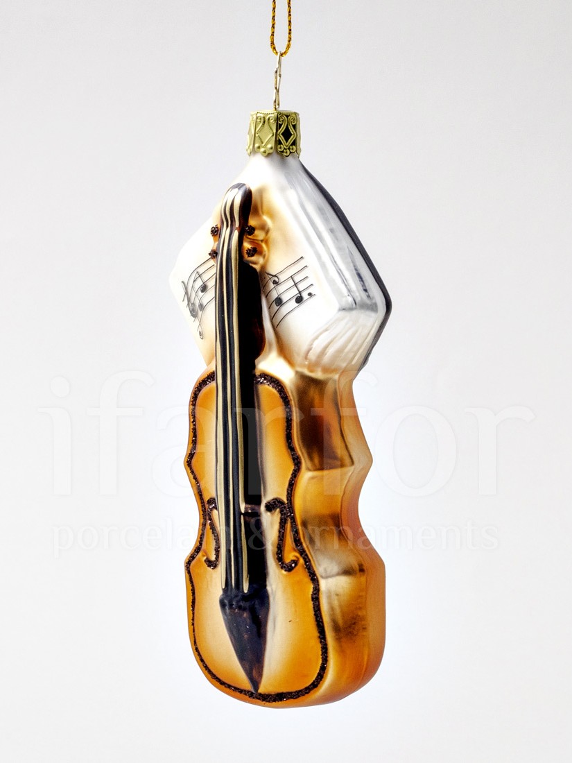 Елочная игрушка «Скрипка» Стекло. 65 x 145 мм.