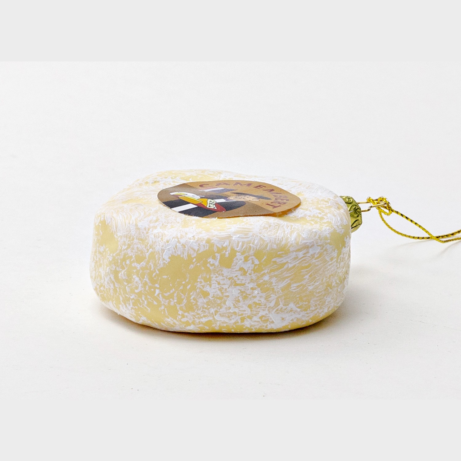 Елочная игрушка «Сыр Camembert» Стекло. 75 x 100 мм.
