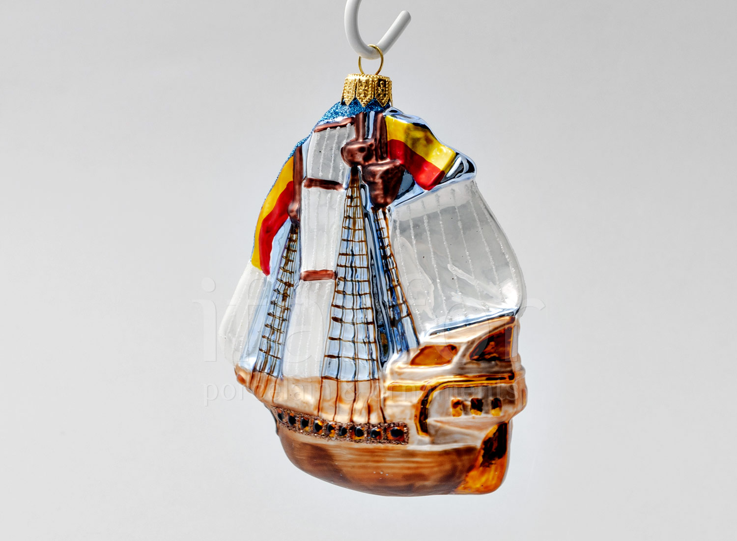 Елочное украшение Волшебная страна, Пиратский корабль, 9.8х5.2х6 см, стекло, 001524