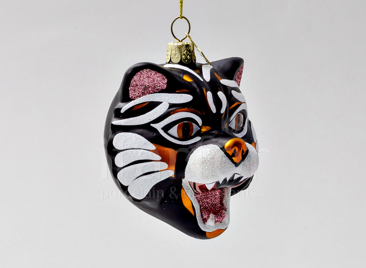 Елочная игрушка «Голова тигра черная»
