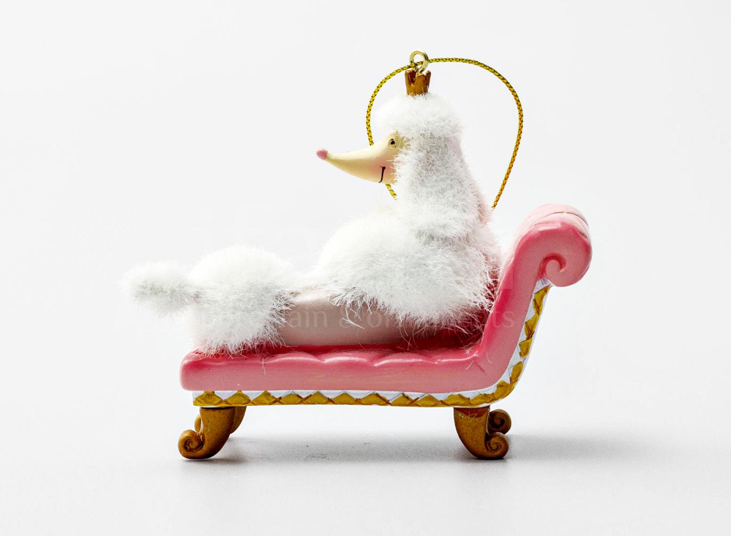 Елочная игрушка «Белый пудель на банкетке»