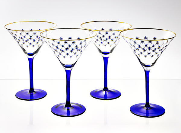 Goblets set for martini Cobalt net 4/4 European