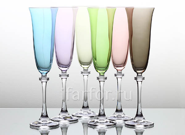 Goblets set for champagne Harlequin 6/6 ALEXANDRA
