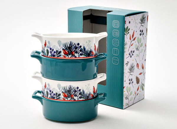 Набор из 4 кокотниц в подарочной коробке Календа зеленый 4/4 Стандартная