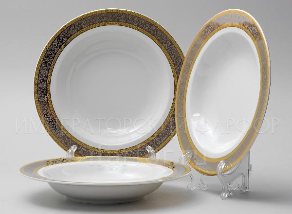Set of plates Table Wide platinum gold plated 6/6 Opal