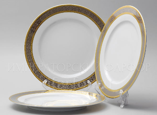 Set of plates Table Wide platinum gold plated 6/6 Opal