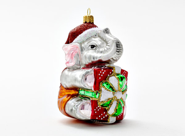 Christmas tree toy Elephant with a gift