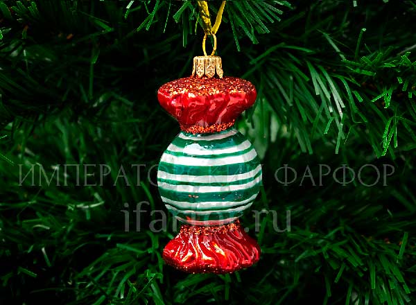 Christmas tree toy Round candy Green stripes