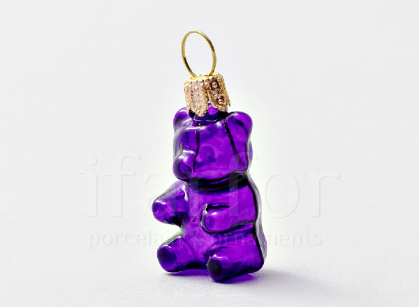 Елочная игрушка Леденцовый мишка (фиолетовый)