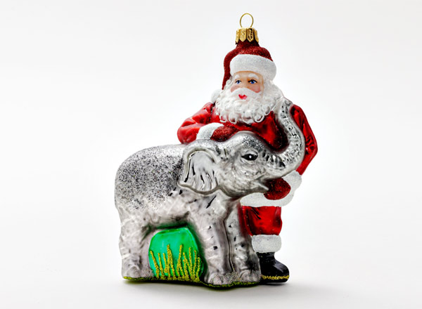 Christmas tree toy Santa Claus with an elephant