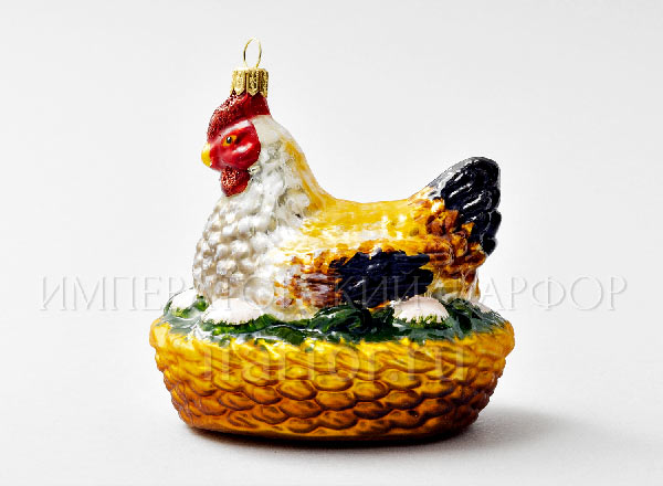 Елочная игрушка Курочка в гнезде