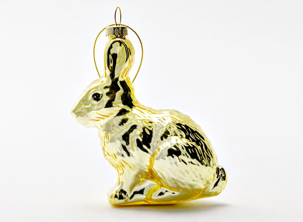 Елочная игрушка Заяц золотой