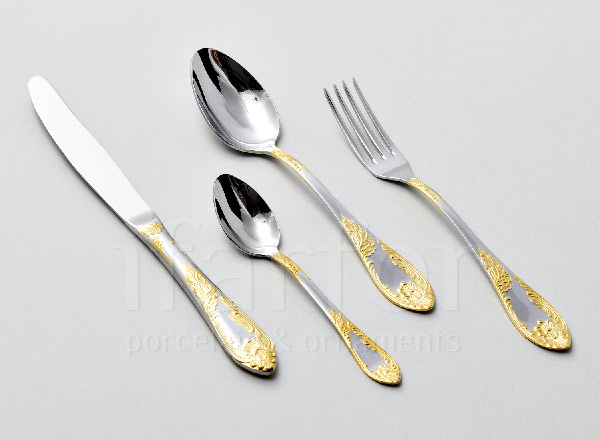 Set of cutlery in a cardboard box Imperial 6/24 With gold-plated 24 carat