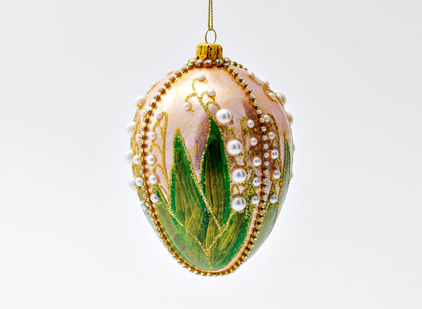 Елочная игрушка Яйцо Фаберже Яйцо Фаберже с ландышами бежевое