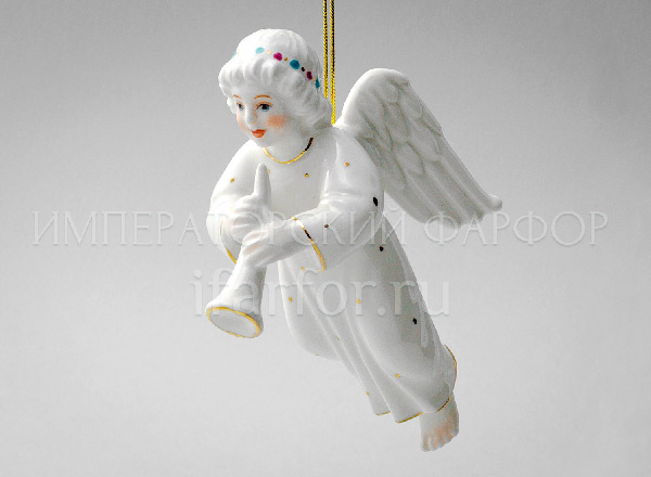 Елочная игрушка Ангел с трубой