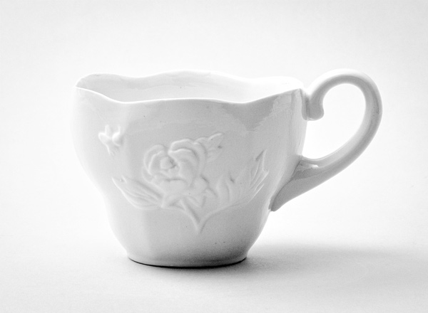 Cup tea Flower relief White 