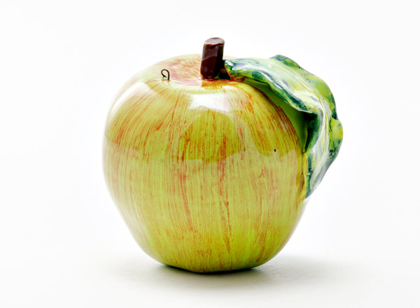 Sculpture Small apple Green with stripes