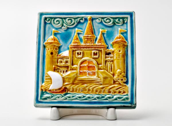 Tile small Castle 3 turquoise 
