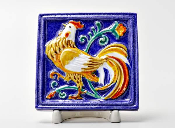 Tile small Rooster 1 blue 