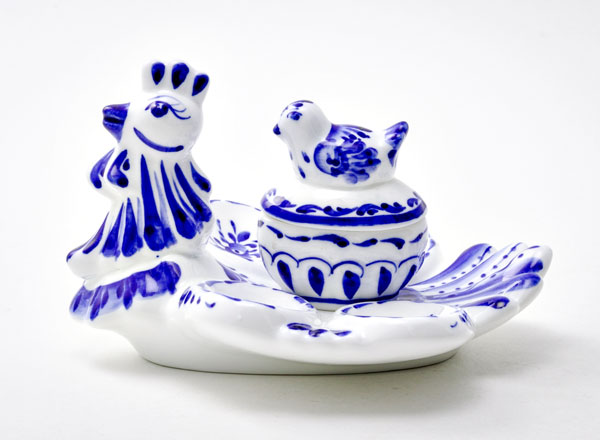 Dish for eggs Gzhel Chicken 