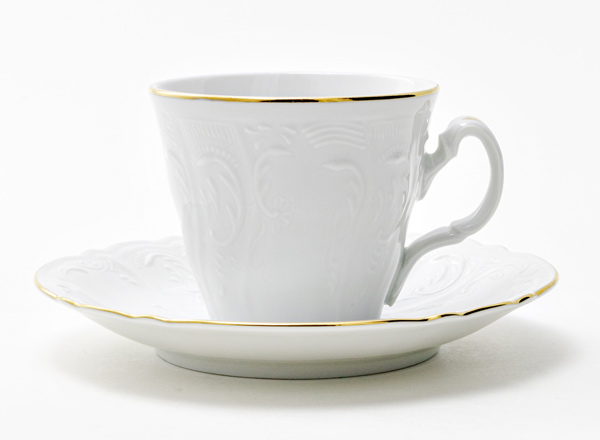 Cup and saucer tea Bernadotte White Pattern Bernadotte bucket