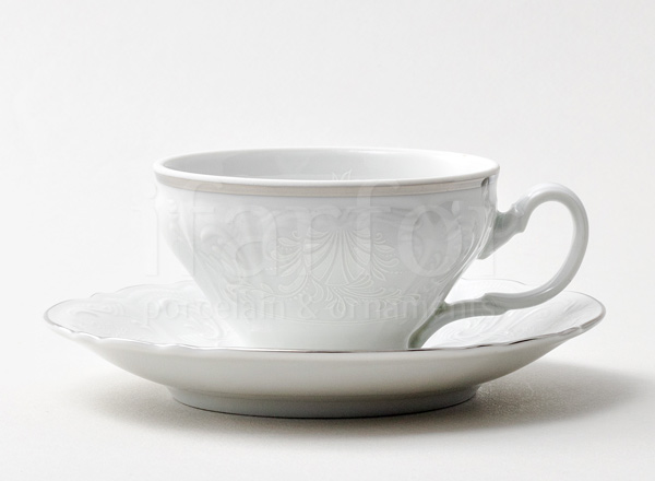 Cup and saucer tea Bernadotte Platinum Pattern Bernadotte
