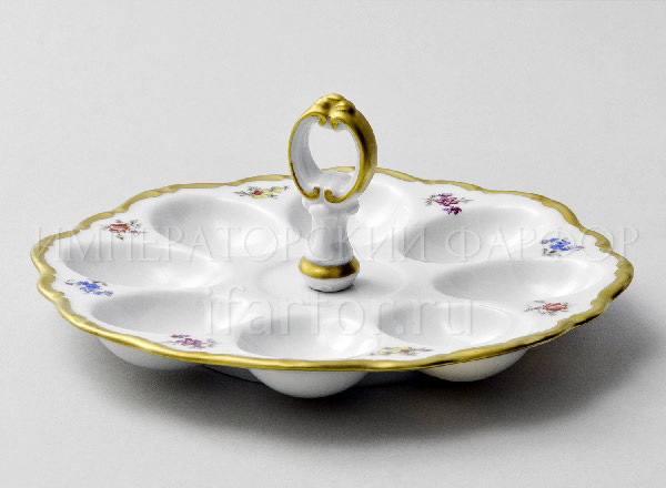 Tray with handle for eggs Crown Flowers Crown Round tray for 8 eggs