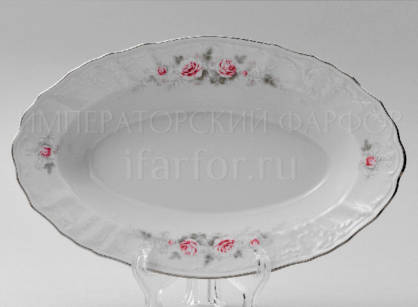 Dish/ platter oval Bernadotte Gray Rose Platinum Bernadotte