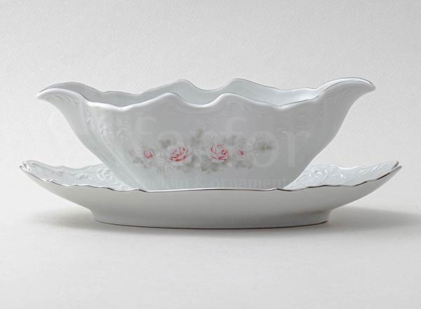 Gravy boat with stand Bernadotte Gray Rose Platinum Bernadotte