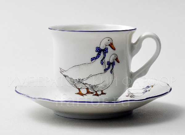 Cup and saucer Coffee Geese Constance
