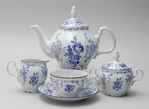 Tea Set Bernadotte Blue Roses 6/17 Bernadotte