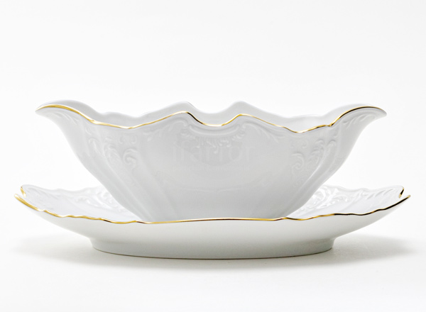 Gravy boat with stand Bernadotte White Pattern Bernadotte