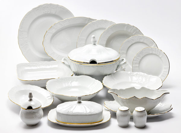 Table Set Bernadotte White Pattern 6/37 Bernadotte