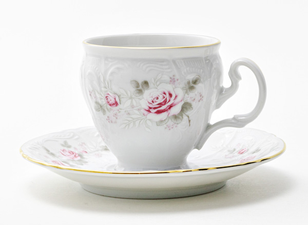 Cup and saucer Coffee Gray rose gold Bernadotte