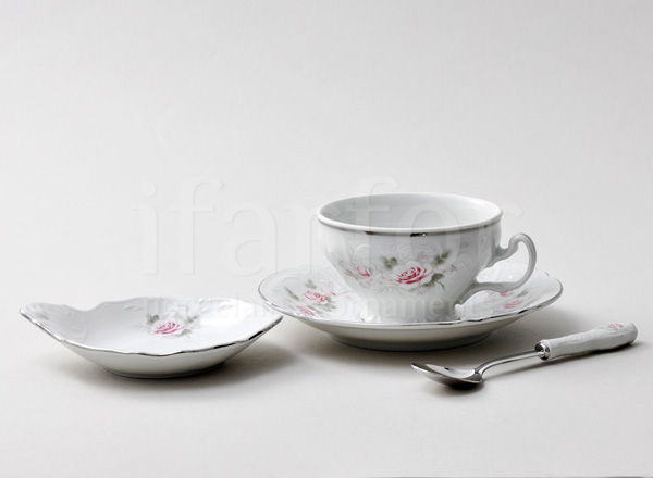 Tea set 4 items Bernadotte Gray Rose Platinum Bernadotte