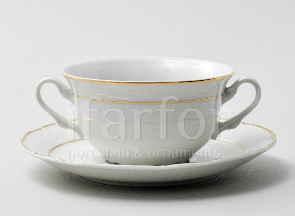 Cup and saucer for broth Layering gold Constance