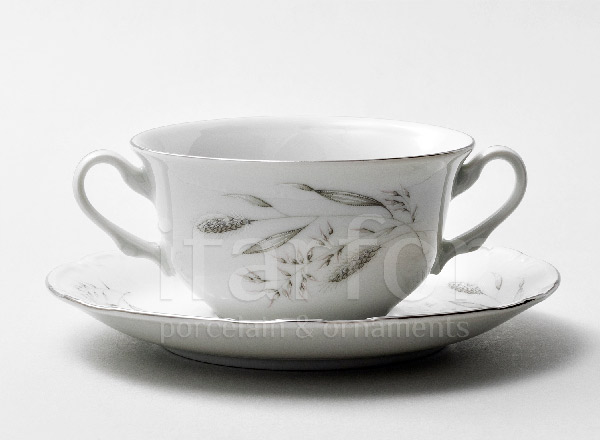 Cup and saucer for broth Silver spikes Constance