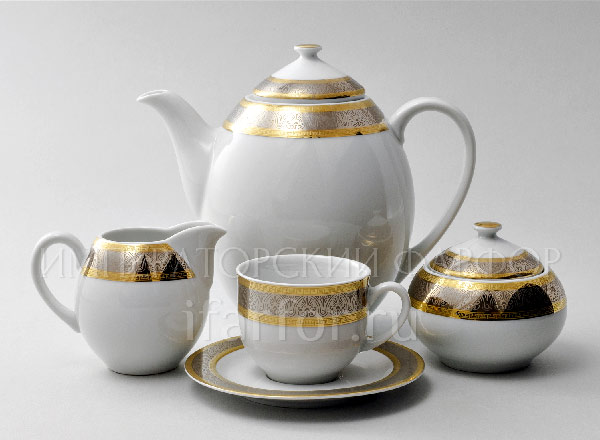 Coffee Set Wide platinum gold plated 6/17 Opal