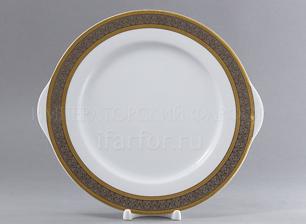 Dish/ platter for cake Wide platinum gold plated Opal