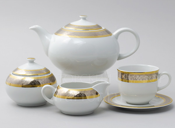 Tea Set Wide platinum gold plated 6/17 Opal