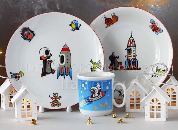 Set in a case for children in a gift box Mole and rocket THUN