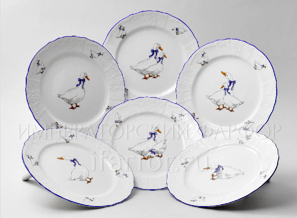 Набор тарелок столовый Бернадотт Гуси 6/6 Бернадотт