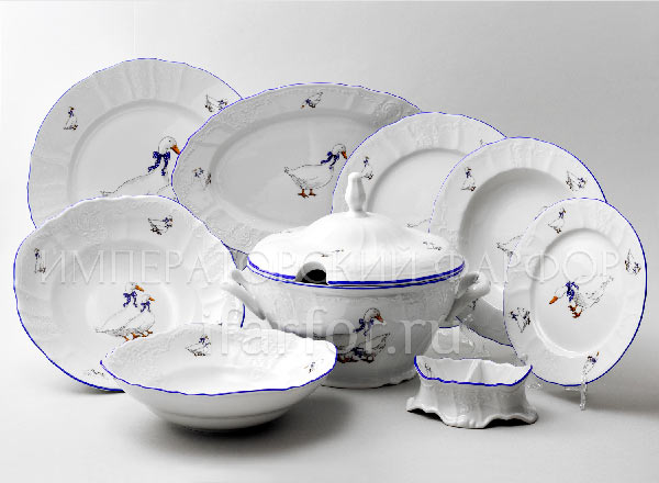 Сервиз столовый Бернадотт Гуси 6/25 Бернадотт